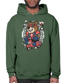 Bear scooterist 16# - cartoon animals- Hoodie