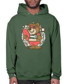 Bear surfing 17# - cartoon animals- Hoodie