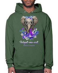 Forget me not Alzheimers Awareness Elephant Flower 150# - alzheimers- Hoodie