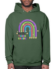 Hello third Grade Pencil Rainbow 347# - third grade- Hoodie