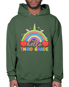 Hello third Grade Unicorn Rainbow 349# - third grade- Hoodie