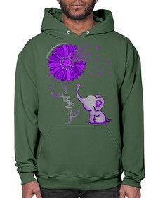 Hope Fight Cure Elephant Alzheimers Purple Ribbon 160# - alzheimers- Hoodie