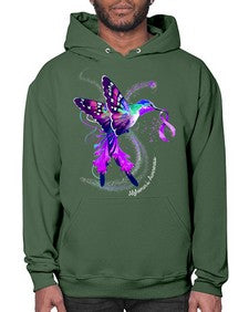 Hummingbird Holding Purple Ribbon Alzheimers Awareness 166# - alzheimers- Hoodie