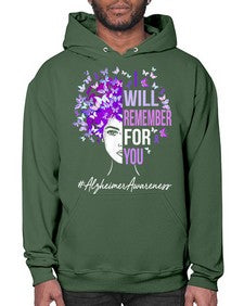 I Will Remember For You Alzheimer Awareness Womens Butterfly 180# - alzheimers- Hoodie