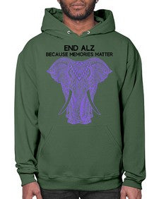 Purple Elephant Alzheimer Awareness 212# - alzheimers- Hoodie