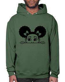 afro puffs girl peekaboo 81# - black girls or women- Hoodie