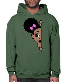 afro puffs girl peekaboo 83# - black girls or women- Hoodie