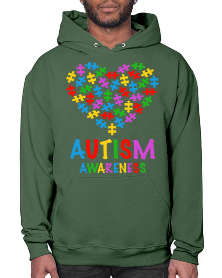 autism awareness heart love puzzle 15# - autism- Hoodie