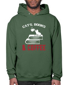 cats book and coffee Style 37# - cats- Hoodie