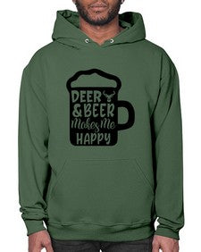 deer and beer makes me happy 900# - beer- Hoodie