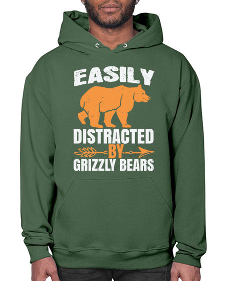 easily distracted by grizzly bears 107# - bears - animals- Hoodie