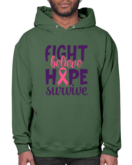fight believe hope survive Style 13# - breast cancer- Hoodie