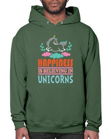 happiness is believing in unicorns 152# - unicorn- Hoodie