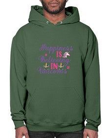 happiness is believing in unicorns 155# - unicorn- Hoodie
