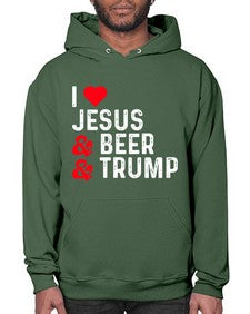 i love jesus beer and trump 1140# - beer- Hoodie