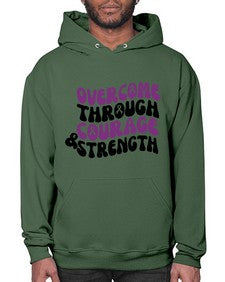 overcome through courage strength 204# - alzheimers- Hoodie