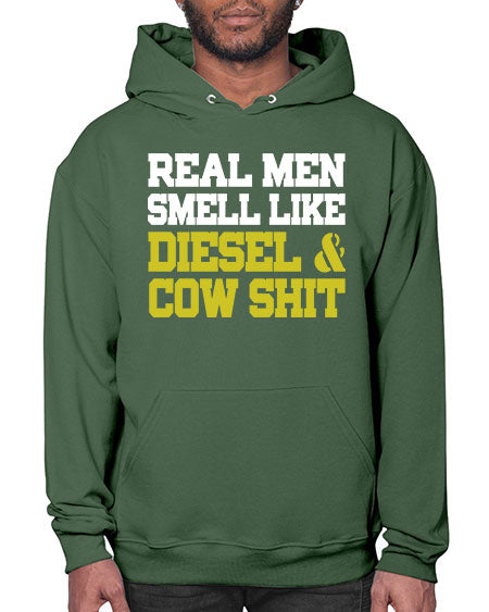 real men smell like diesel and cow poop - cow- Hoodie