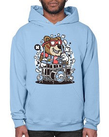 Bear drummer 14# - cartoon animals- Hoodie
