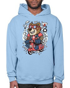 Bear scooterist 16# - cartoon animals- Hoodie