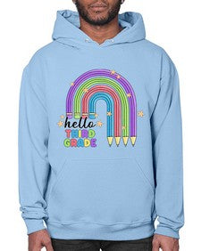 Hello third Grade Pencil Rainbow 347# - third grade- Hoodie