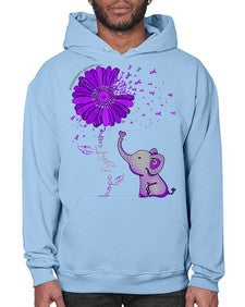 Hope Fight Cure Elephant Alzheimers Purple Ribbon 161# - alzheimers- Hoodie