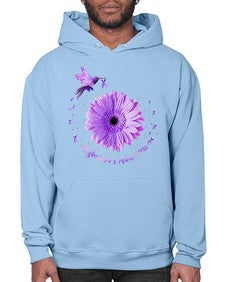 Hummingbird Sunflower Purple Ribbon Alzheimers Awareness 167# - alzheimers- Hoodie