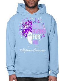 I Will Remember For You Alzheimer Awareness Womens Butterfly 180# - alzheimers- Hoodie
