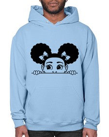 afro puffs girl peekaboo 81# - black girls or women- Hoodie
