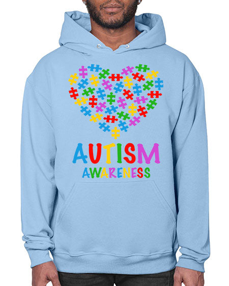 autism awareness heart love puzzle 15# - autism- Hoodie
