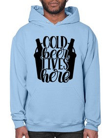 cold beer lives here 872# - beer- Hoodie