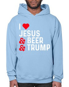 i love jesus beer and trump 1140# - beer- Hoodie