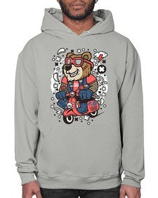 Bear scooterist 16# - cartoon animals- Hoodie