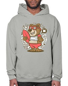 Bear surfing 17# - cartoon animals- Hoodie