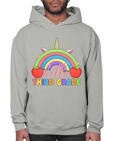 Hello third Grade Unicorn Rainbow 349# - third grade- Hoodie