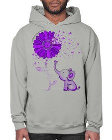 Hope Fight Cure Elephant Alzheimers Purple Ribbon 161# - alzheimers- Hoodie