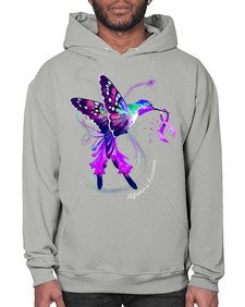 Hummingbird Holding Purple Ribbon Alzheimers Awareness 166# - alzheimers- Hoodie