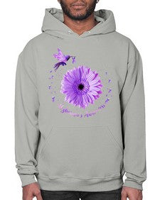 Hummingbird Sunflower Purple Ribbon Alzheimers Awareness 167# - alzheimers- Hoodie