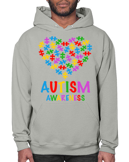 autism awareness heart love puzzle 15# - autism- Hoodie
