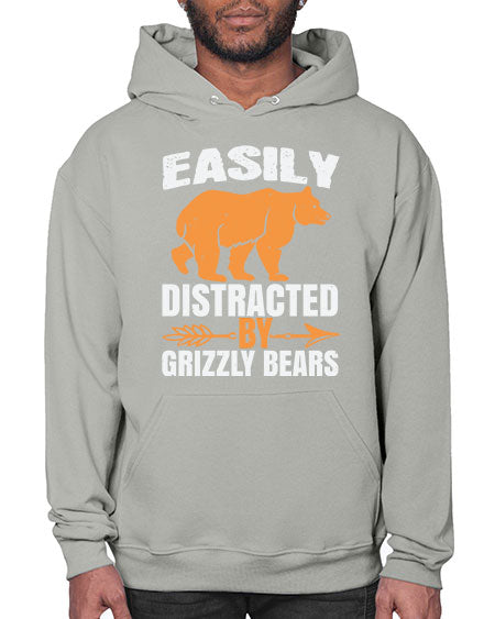 easily distracted by grizzly bears 107# - bears - animals- Hoodie