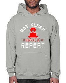 eat sleep hack repeat 48# - computer- Hoodie