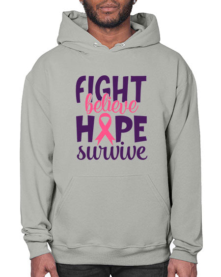 fight believe hope survive Style 13# - breast cancer- Hoodie