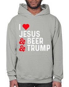 i love jesus beer and trump 1140# - beer- Hoodie