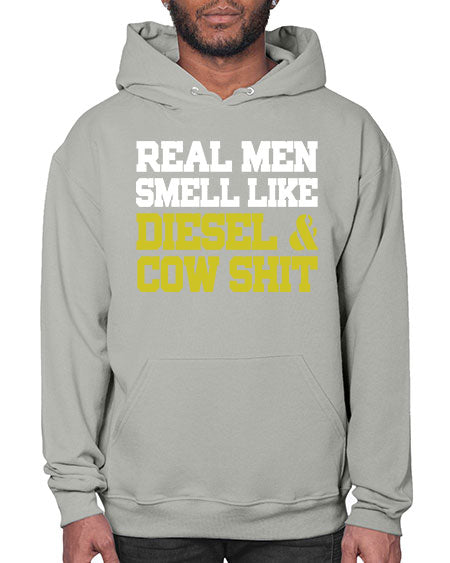 real men smell like diesel and cow poop - cow- Hoodie