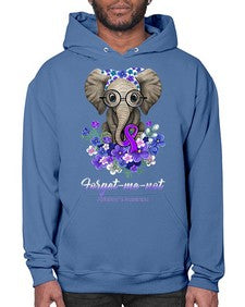 Forget me not Alzheimers Awareness Elephant Flower 150# - alzheimers- Hoodie