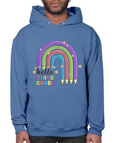Hello third Grade Pencil Rainbow 347# - third grade- Hoodie