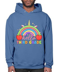 Hello third Grade Unicorn Rainbow 349# - third grade- Hoodie