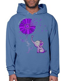 Hope Fight Cure Elephant Alzheimers Purple Ribbon 160# - alzheimers- Hoodie