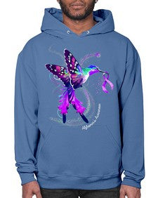 Hummingbird Holding Purple Ribbon Alzheimers Awareness 166# - alzheimers- Hoodie