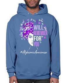 I Will Remember For You Alzheimer Awareness Womens Butterfly 180# - alzheimers- Hoodie