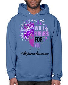 I Will Remember For You Alzheimer Awareness Womens Butterfly 181# - alzheimers- Hoodie
